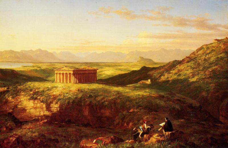Thomas Cole Temple of Segesta with the Artist  Sketching Spain oil painting art